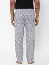 Men's Printed, Grey & Black, Cotton, Printed, Elasticated, Waistband, Pyjama  With Side Pockets